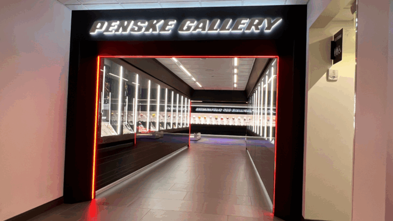 The dramatic entrance into the Penske Gallery