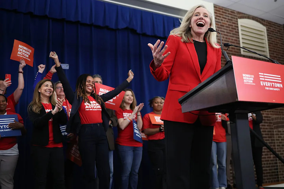 Abigail Spanberger, a former state representative who is running for governor, spoke at a gun safety event in April. (Win McNamee/Getty Images)