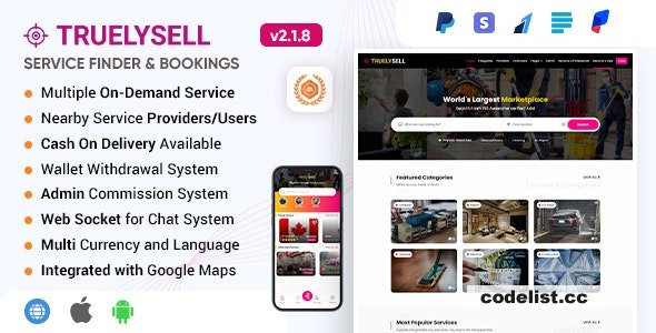 TruelySell - On Demand Handyman Services, Nearby Service Booking Software (Web + Android + iOS)