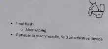 Summary of image text: Guidelines on courtesy flushing, detailing when to flush during the use of a restroom