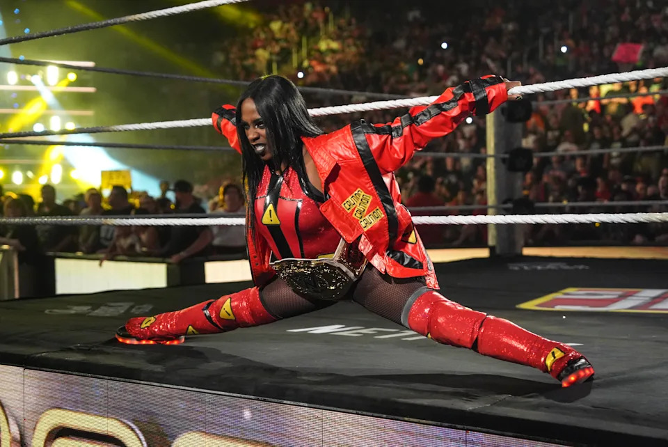 DETROIT, MICHIGAN - JULY 28: Naomi enters the ring during Monday Night RAW at Little Caesars Arena on July 28, 2025 in Detroit, Michigan. (Photo by Craig Ambrosio/WWE via Getty Images)