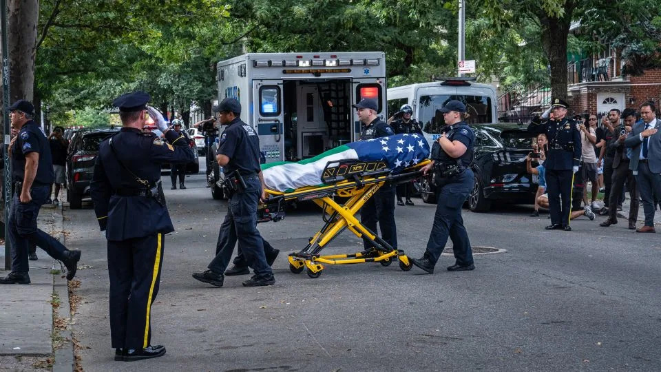 Didarul Islam's body is transferred to the Jame Masjid Mosque in the Bronx on Tuesday. - Timothy Fadek for CNN