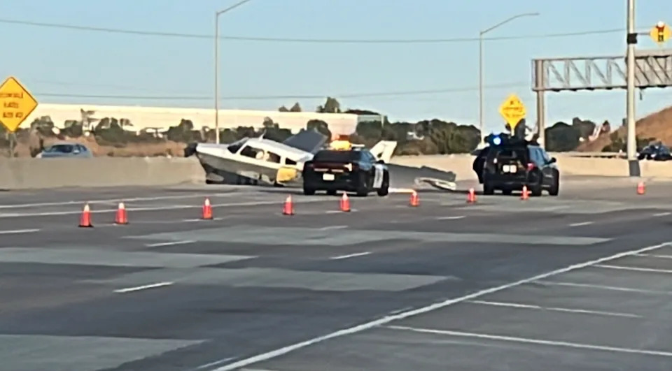 Small plane lands in middle of San Diego highway (FOX 5/KUSI)