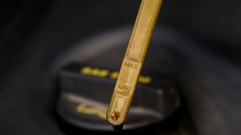 A dipstick reading low