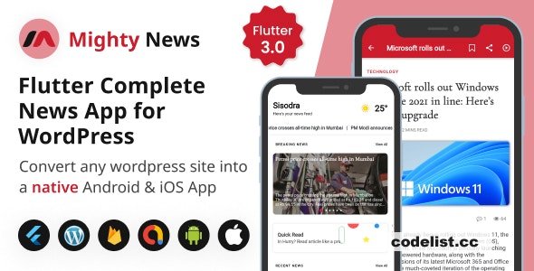 MightyNews v4.1.0 - Flutter News App with Wordpress backend