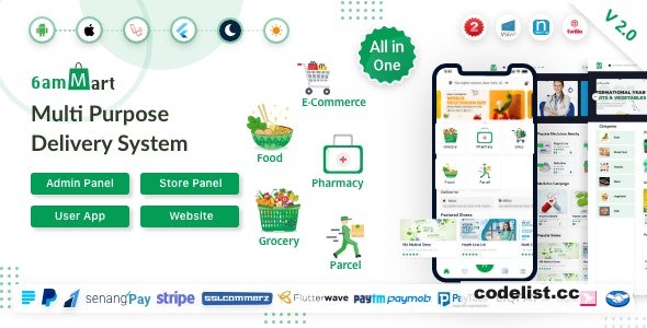 6amMart v2.2 - Multivendor Food, Grocery, eCommerce, Parcel, Pharmacy delivery app with Admin & Website - nulled