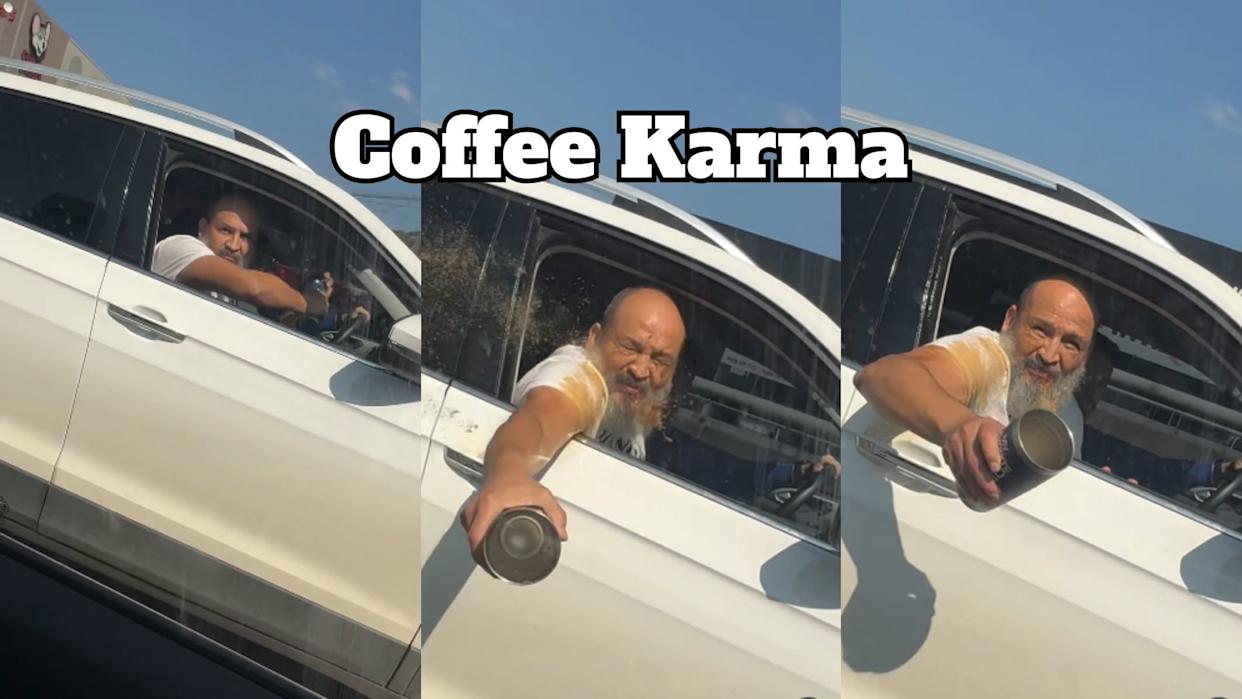 Instant Karma: Guy Throws Coffee During Road Rage