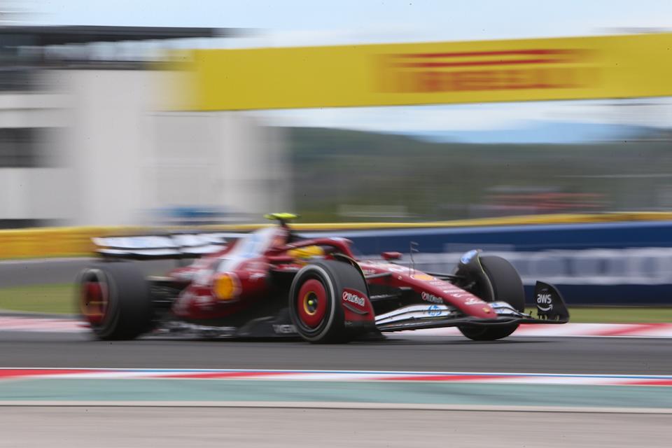 Lewis Hamilton of the UK drives the (44) Scuderia Ferrari HP SF-25 Ferrari during the Formula 1 Lenovo Hungarian Grand Prix 2025 in Budapest, Hungary, on August 3, 2025. (Photo by Gabriele Lanzo/Alessio Morgese/NurPhoto via Getty Images)