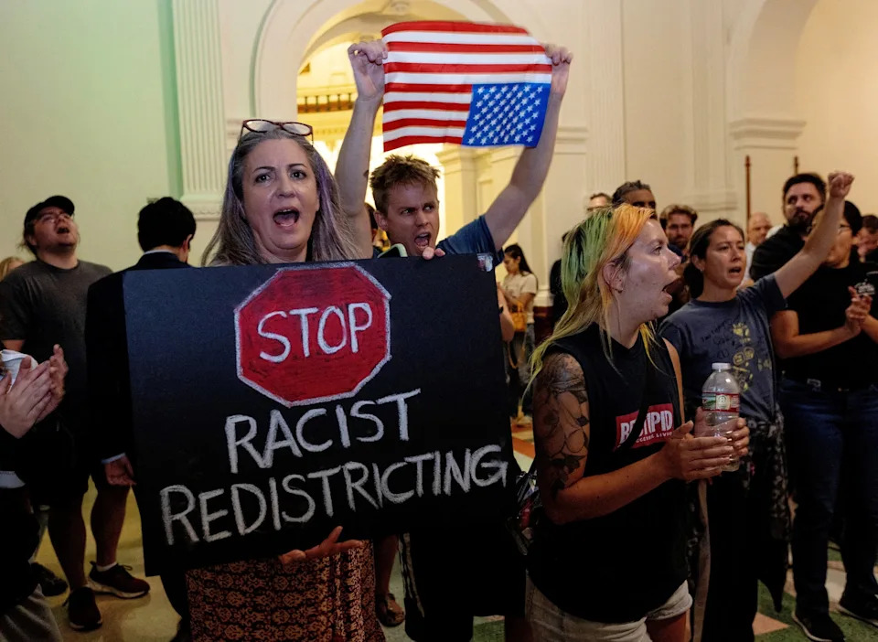 Nuri Vallbona/Reuters - PHOTO: Protesters cheer on Texas State Representative Nicole Collier after she chose to remain in the Texas House chamber in Austin, Texas, August 18, 2025.