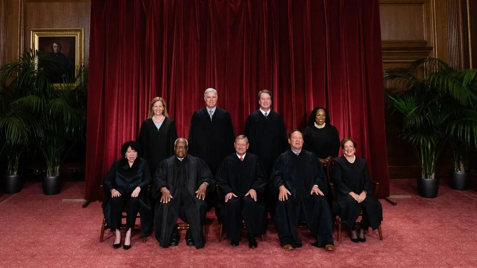 Justices of the US Supreme Court during a formal group photograph at the Supreme Court in Washington, DC, US, on Friday, Oct. 7, 2022. - Eric Lee/Bloomberg/Getty Images