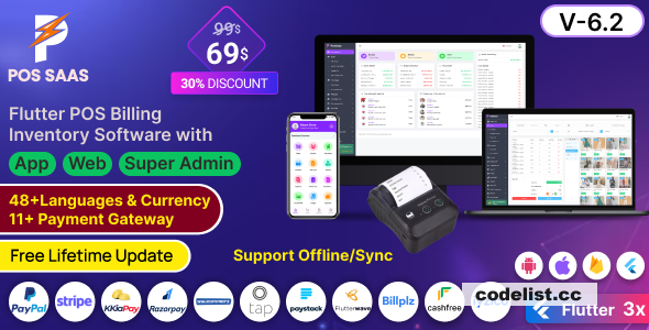 POS SAAS v6.2 - Flutter POS Billing Inventory Software with HRM - nulled