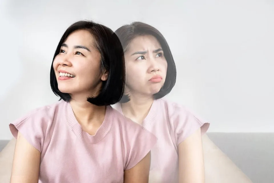Woman seemingly criticizing herself.