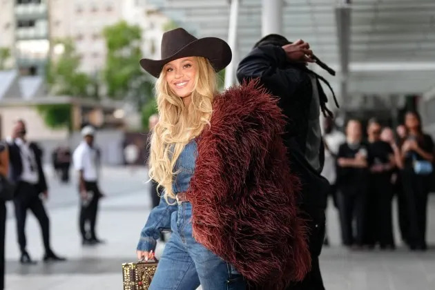 Beyonce at Paris Fashion Week in June 2025. - Credit: Edward Berthelot/Getty Images
