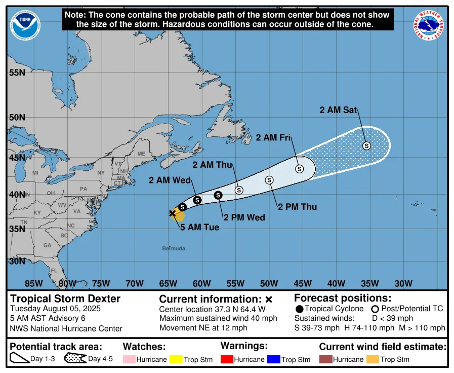 See projected path of Tropical Storm Dexter. What impacts could it have on Florida?