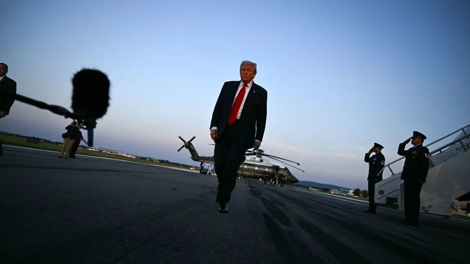 President Donald Trump at Lehigh Valley International Airport in Allentown, Pennsylvania, on August 3. - Brendan Smialowski/AFP/Getty Images