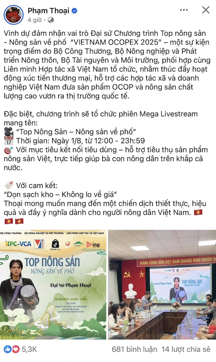 TikToker Phạm Thoại bị hủy lời mời tham gia chương trình 'Nông sản về phố'