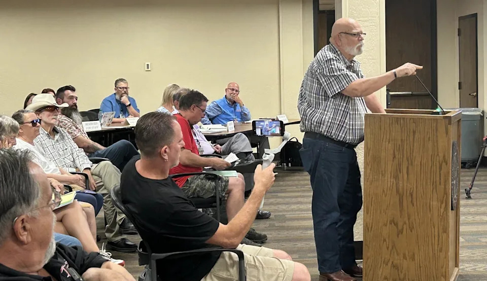Former Amarillo City Councilman Tom Scherlen joined the team of Pleasant Valley supporters at the Amarillo ISD board meeting Aug. 11, urging trustees to reconsider the closing of Pleasant Valley Elementary School.