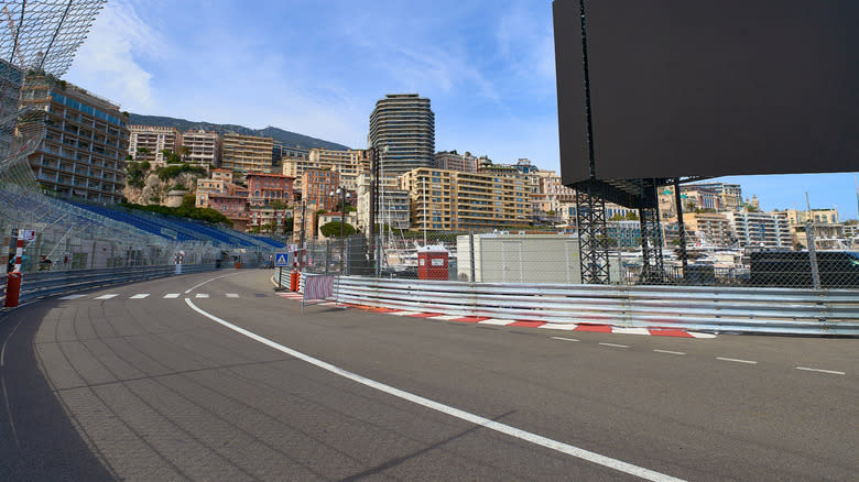 Facing the harbor in Monaco from the streets-turned-race circuit