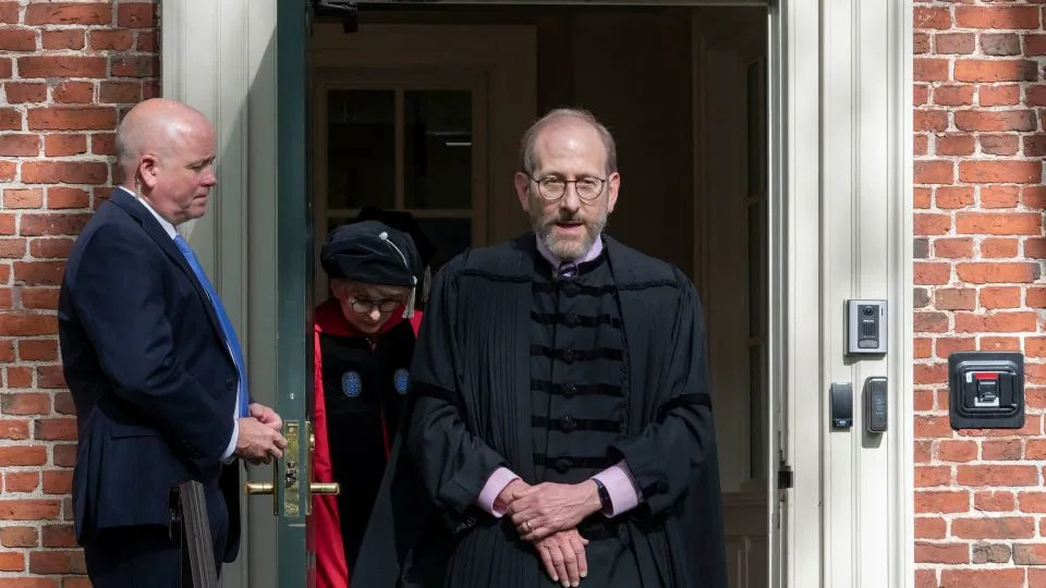Harvard President Alan Garber arrives to speak at the university's commencement in Cambridge, Massachusetts, on May 29. - Rick Friedman/AFP/Getty Images