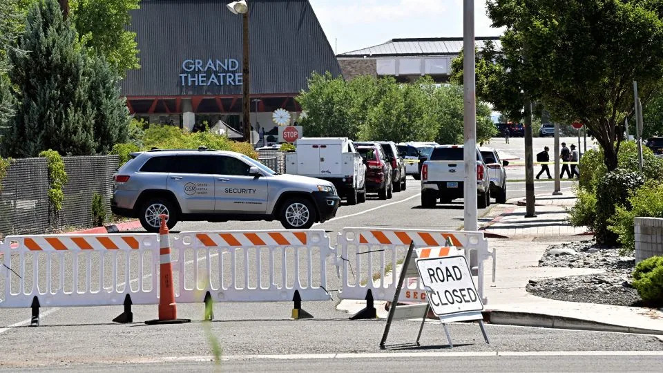 An entrance to the Grand Sierra Resort is closed off during the investigation of a shooting that occurred at the resort in Reno, Nevada, on Monday. - Andy Barron/AP