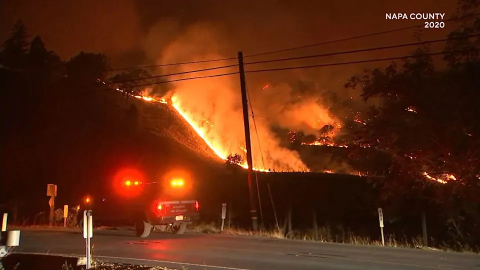 Wildfire in Napa County in 2020. / Credit: CBS News