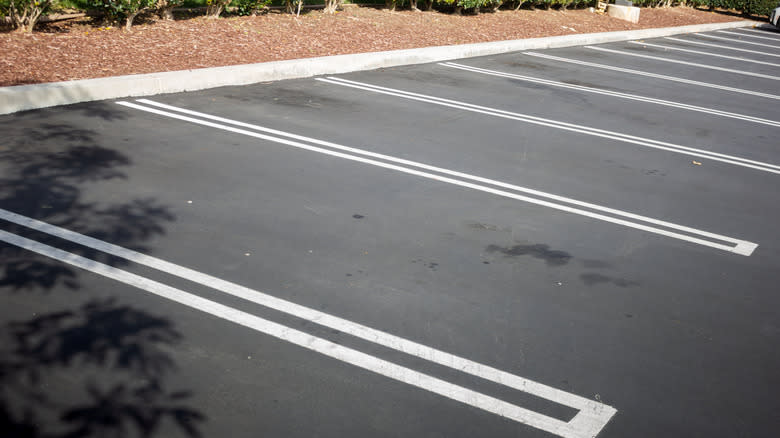 A parking spot with oil stains