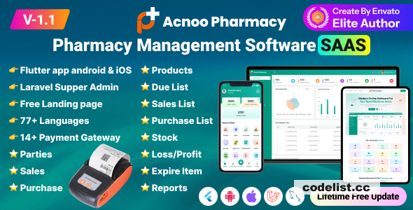 Acnoo Pharmacy v1.1 - SaaS Pharmacy Management Software & Flutter App with Admin Panel - nulled