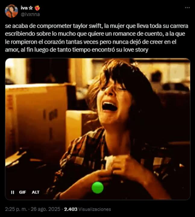 Los fanáticos de Taylor Swift reaccionaron a la propuesta de casamiento (Foto: X)