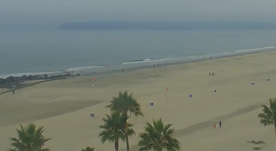 View of the beach outside Hotel Del Coronado on Wednesday, July 30, 2025. (Image credit: Beach Cam operated by Hotel Del Coronado)