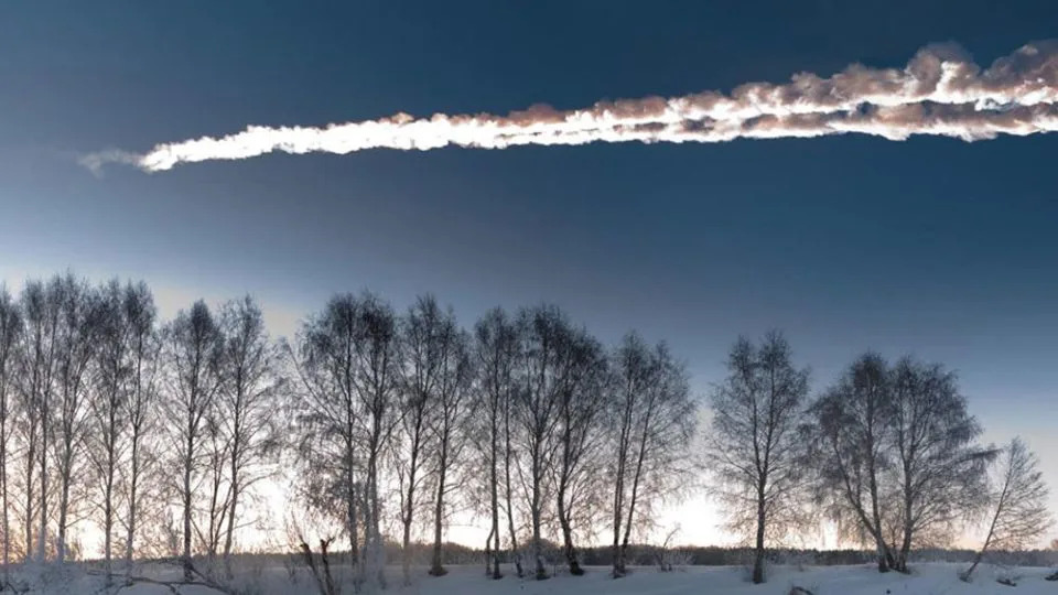 A vapor cloud trail left by the Chelyabinsk asteroid. - M. Ahmetvaleev/ESA
