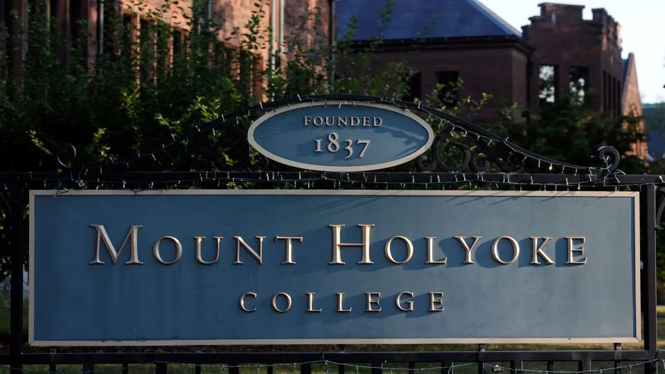 A sign on the Mount Holyoke College campus is seen in September 2015 in South Hadley, Massachusetts. - Christopher Evans/MediaNews Group/Boston Herald/Getty Images
