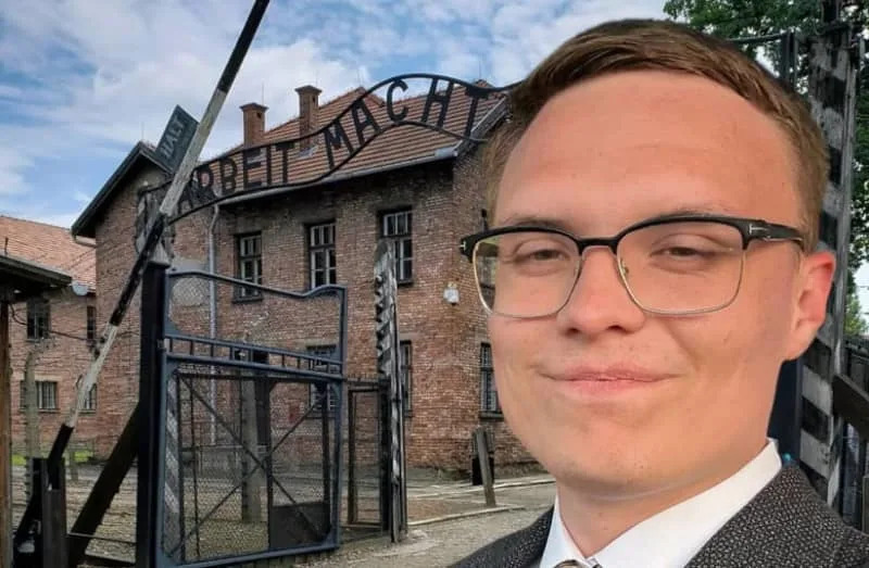 Kyle Langford candidate for governor of California, posted a photo of himself in Auschwitz. (credit: X/Twitter)