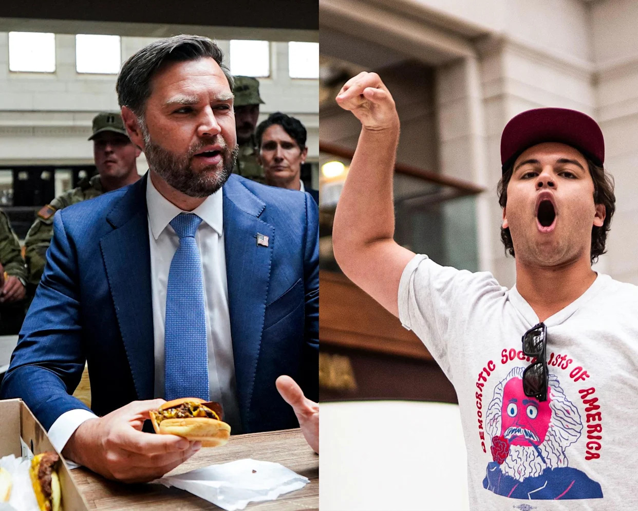 JD Vance booed during hamburger handout to national guard troops in DC