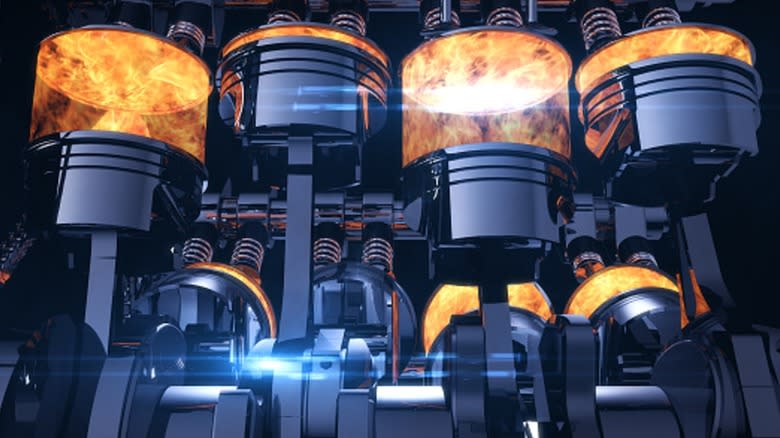 A graphic showing the working of pistons in an engine.