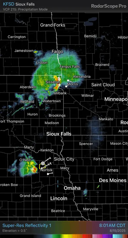 The radar as of 8:50 a.m. Friday.RadarScope