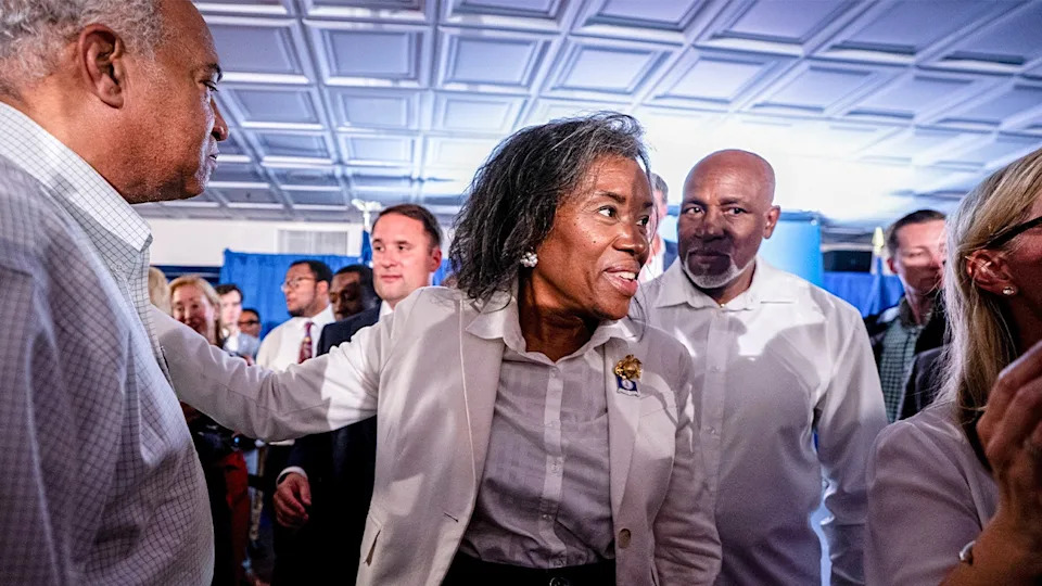 Winsome Sears at a campaign rally