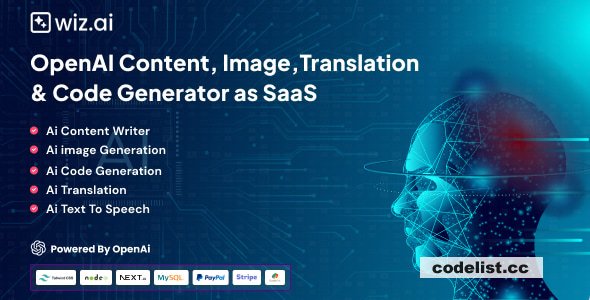 WizAI v1.5 - OpenAI Content, Image, Translation, ChatBot, and Speech to Text Generator SaaS Platform