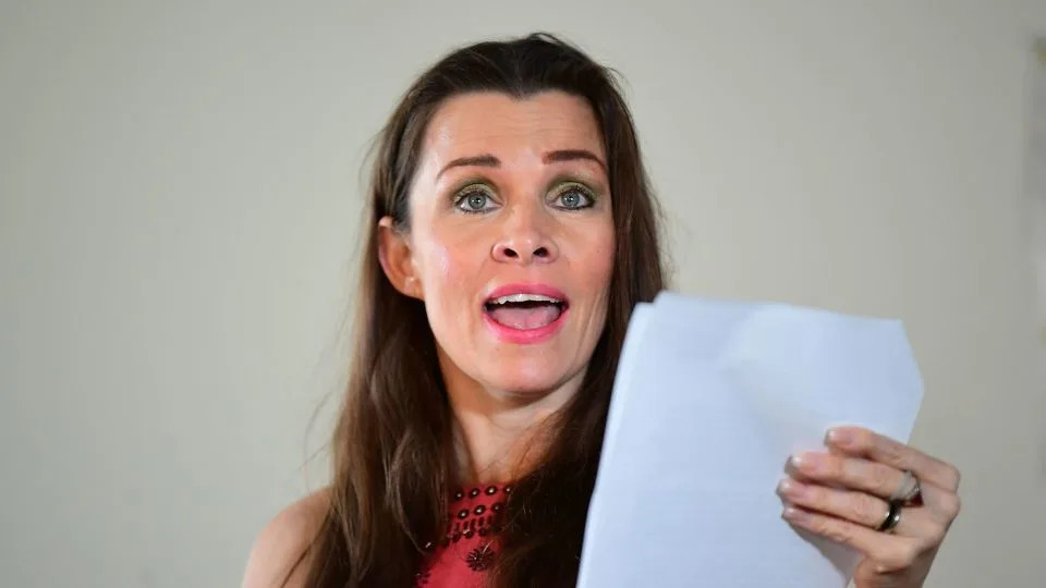 Alicia Arden speaks during a press conference in Los Angeles on July 6, 2020. - Frederic J. Brown/AFP/Getty Images