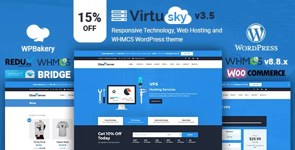 VirtuSky - Responsive Web Hosting and WHMCS WordPress Theme v3.5