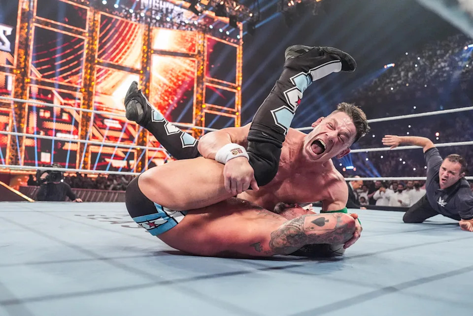 RIYADH, SAUDI ARABIA - JUNE 28: John Cena pins CM Punk for the win during Night Of Champions at Kingdom Arena on June 28, 2025 in Riyadh, Saudi Arabia. (Photo by Georgiana Dallas/WWE via Getty Images)