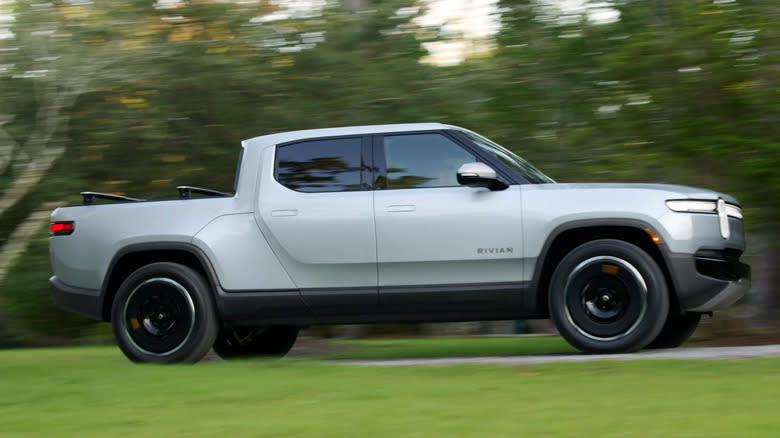 Rivian R1T in motion