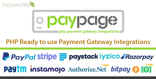 PayPage v1.2.0 - PHP ready to use Payment Gateway Integrations PayPage v1.2.0 - PHP ready to use Payment Gateway Integrations