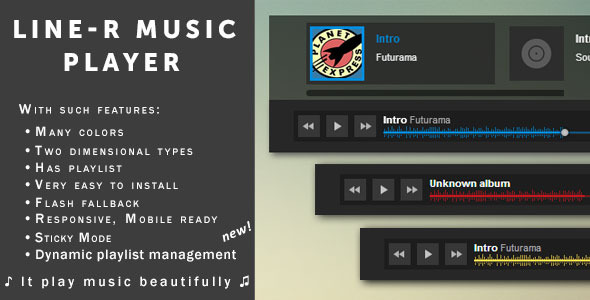 Sticky Music Player for music shops & sites — «Line-R» Sticky Music Player for music shops & sites — «Line-R»