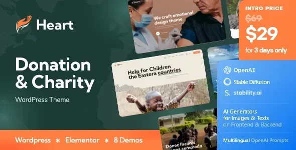 Heart v2.0 - Donation & Charity Non-Profit WordPress Theme + AI