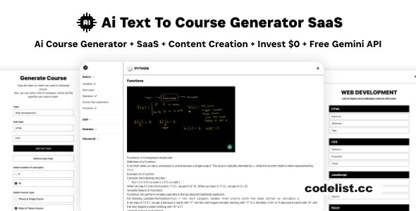 Ai Course Generator v5.0 - Text To Course SaaS Ai Video & Image Content Payment Earn Gemini React Admin