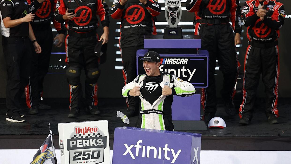 Sam Mayer Captures First Xfinity Win for Haas Factory at Iowa, Snaps Chevy’s 13-Race Win Streak