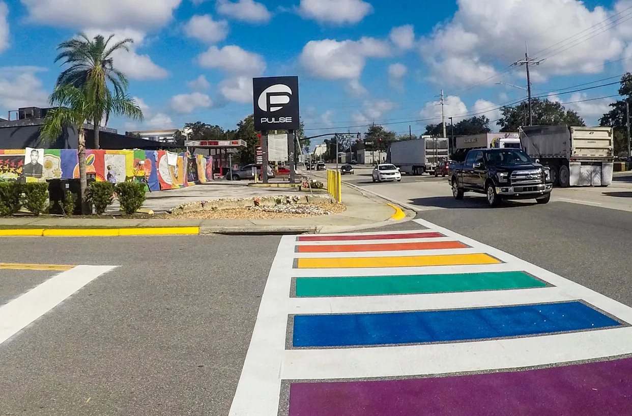Pulse Memorial's rainbow crosswalk removed overnight in Orlando, Florida