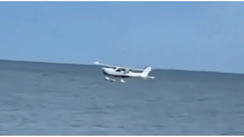 Watch: Drone video shows water rescue after small plane crashes off North Carolina coast