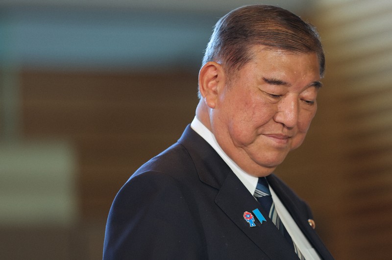 与野党党首会談を終え、記者の取材に応じる石破茂首相＝首相官邸で2025年7月25日午前11時17分、後藤由耶撮影