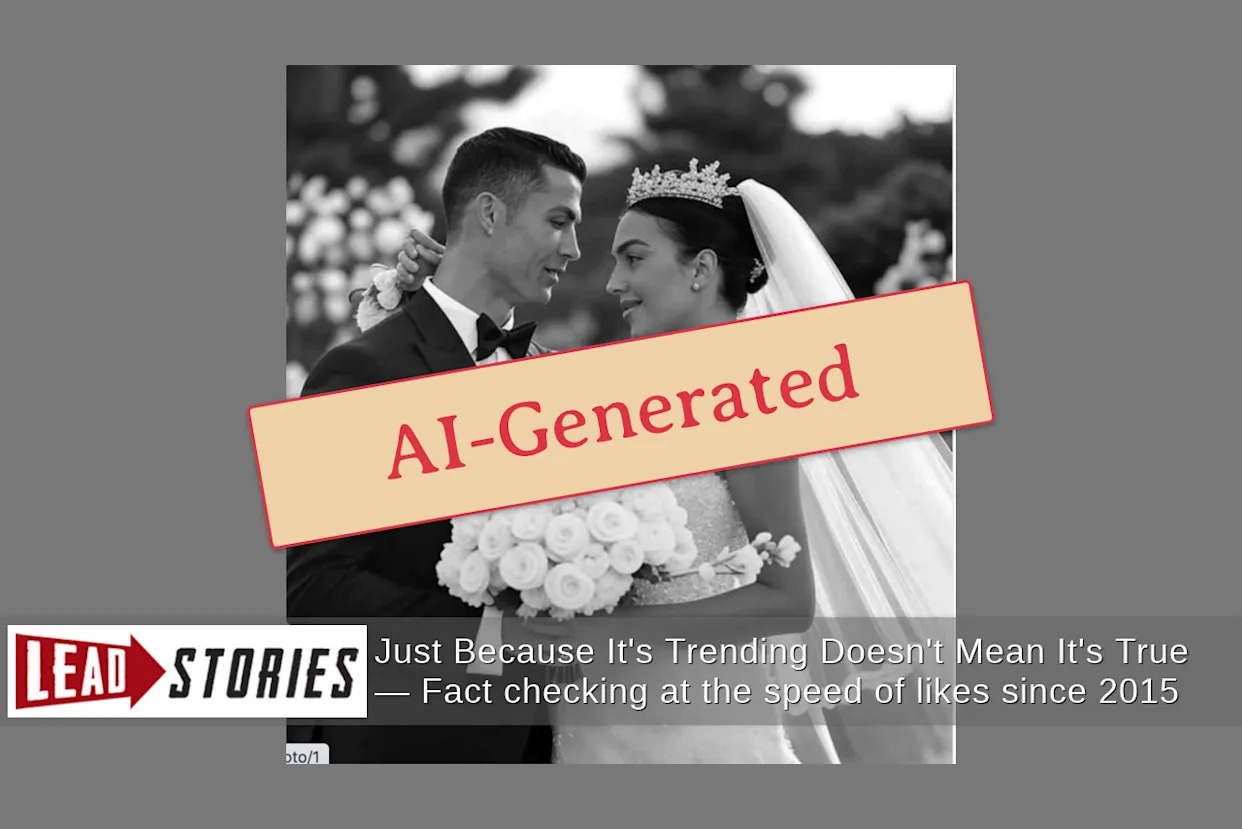 Fact Check: Image Of Cristiano Ronaldo And Georgina At Their Wedding Is NOT Real -- AI Image